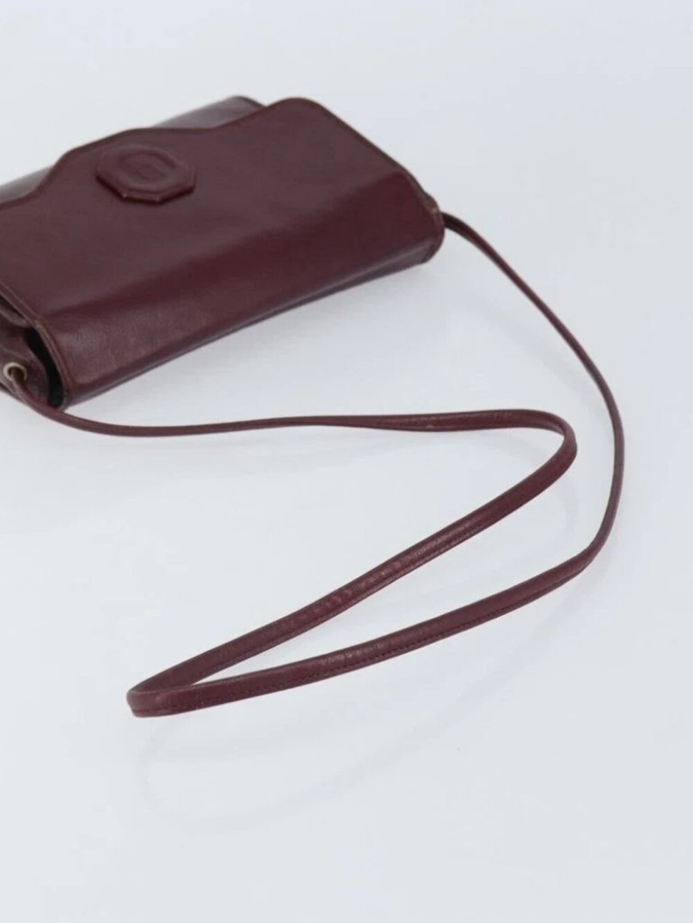 Christian Dior Shoulder Bag Leather Bordeaux Gold Auth - Picture 7 of 14